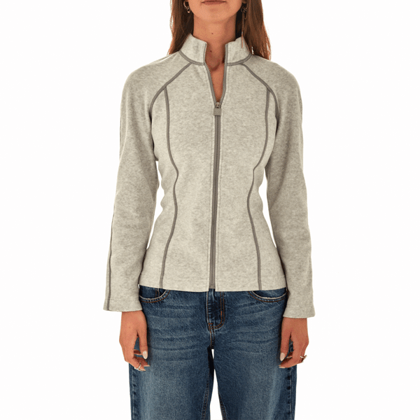 Chanel Grey Fleece Logo Zip Up