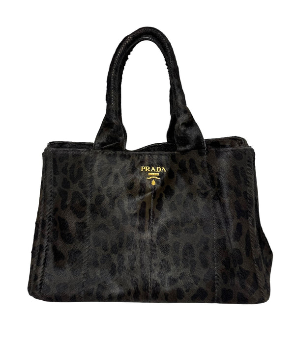 Prada Cheetah Calf-Hair Top Handle Bag