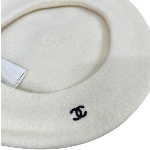 Chanel White Logo Beret