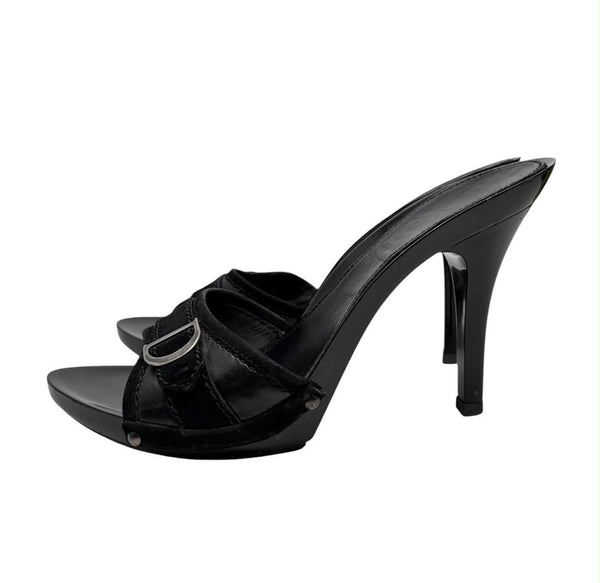 Dior Black Logo Strap Heels