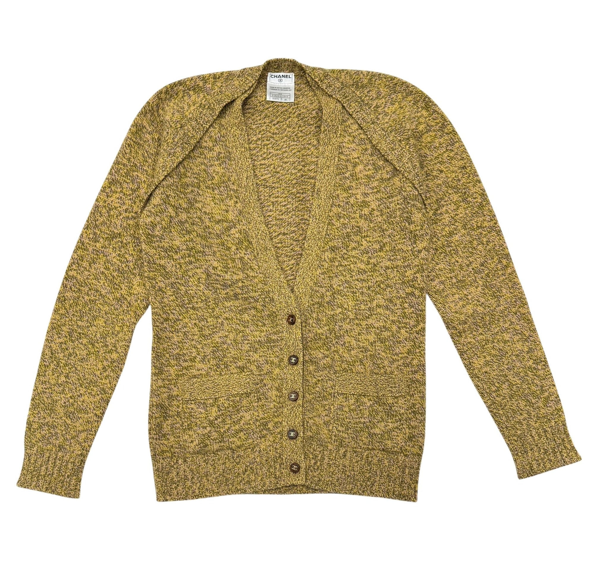 Chanel Mélange Cashmere Button-Front Cardigan