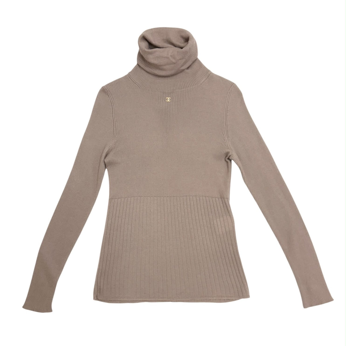 Chanel Tan Logo Long Sleeve Top