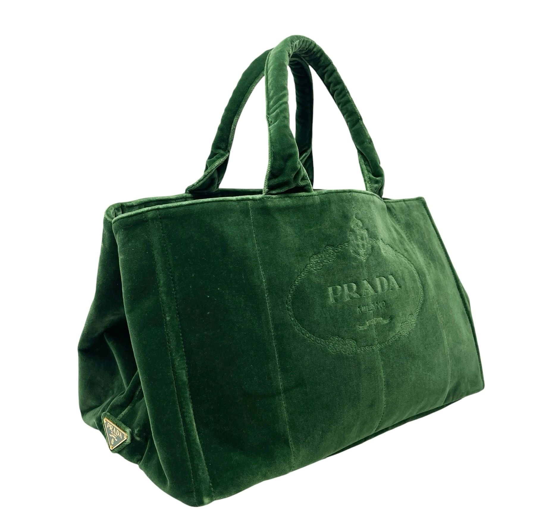 Prada Green Velvet Top Handle Bag