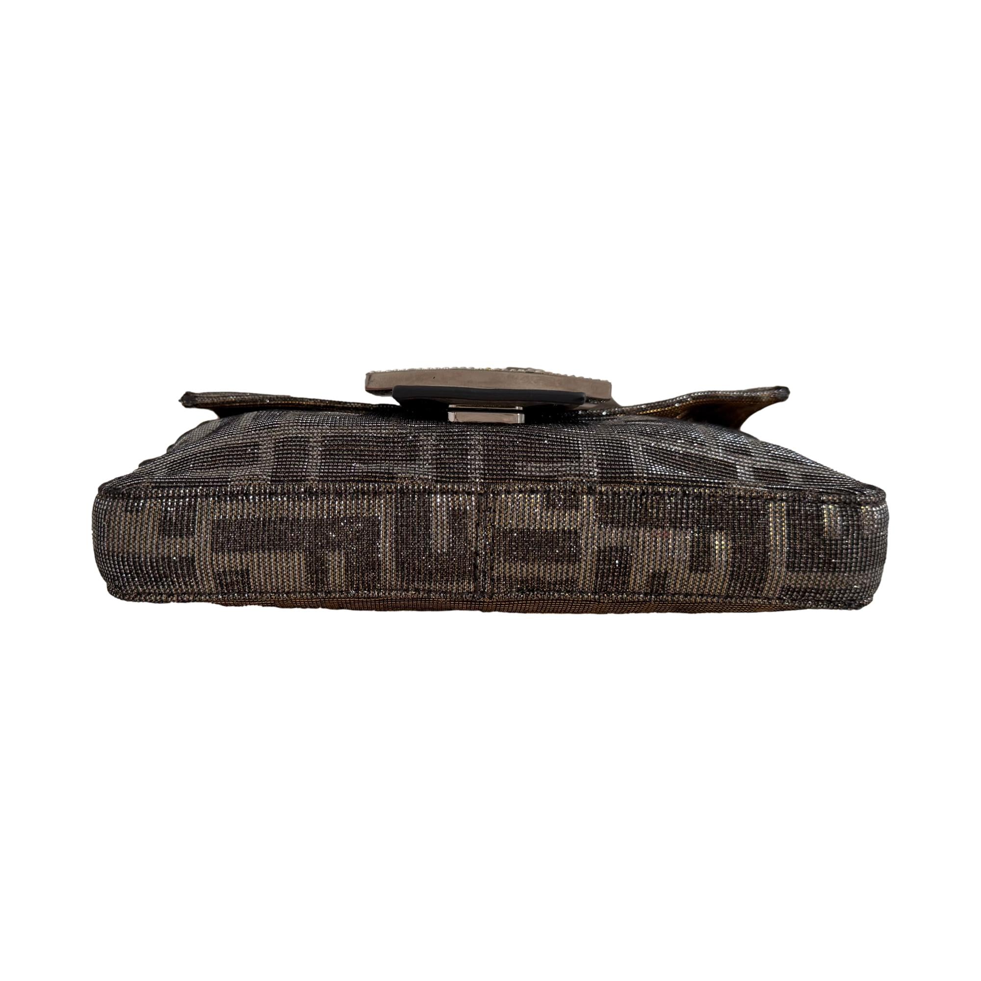 Fendi Two Tone Mini Rhinestone Baguette