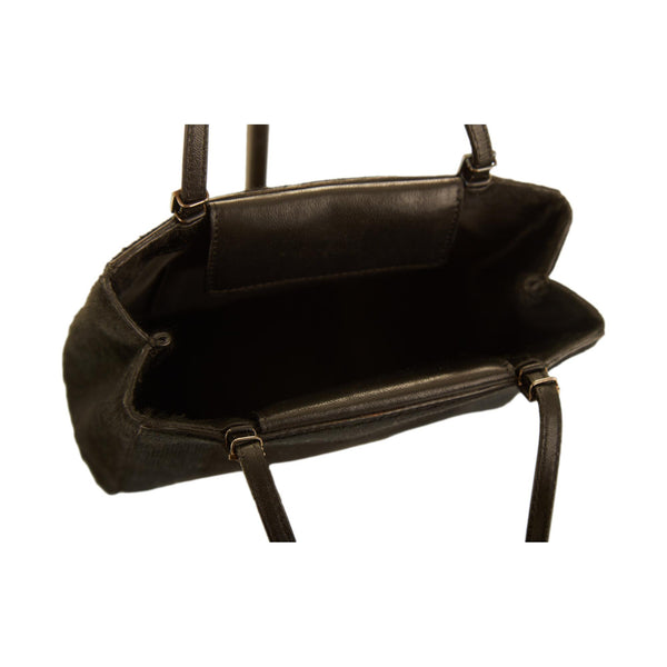 Versace Black Pony Hair/ Satin Mini Bag