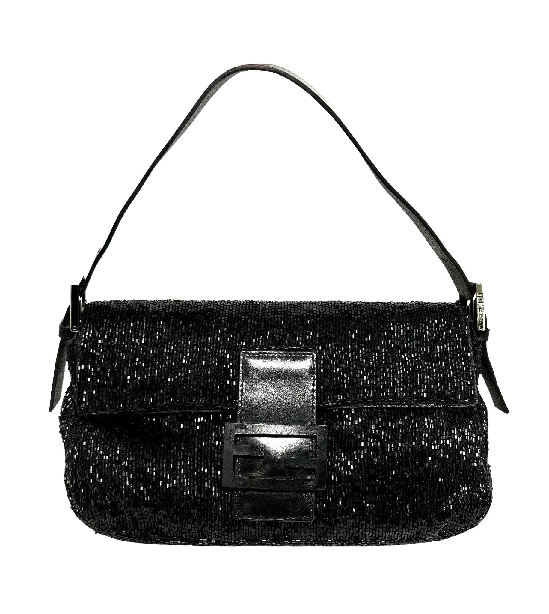 Fendi Black Beaded Baguette Bag