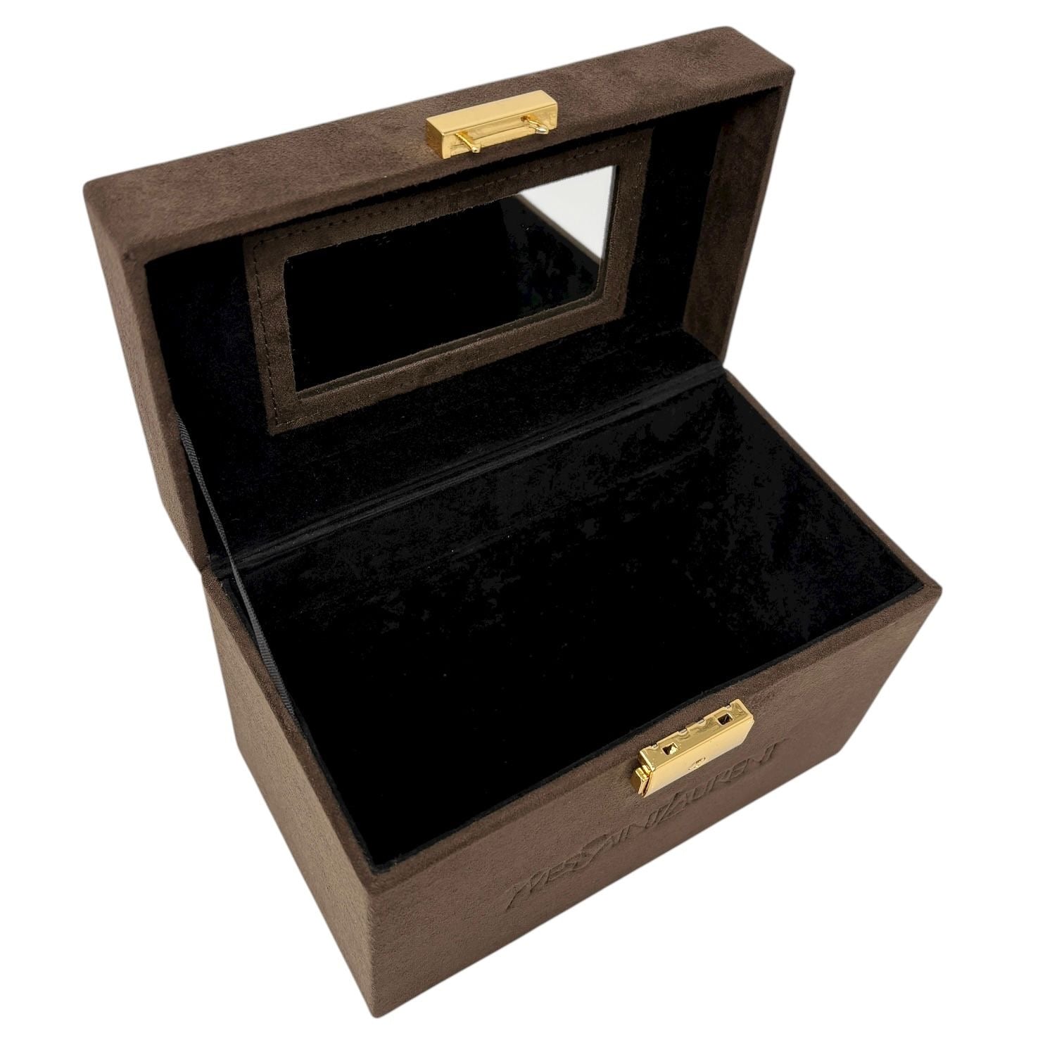 YSL Brown Suede Logo Box Bag