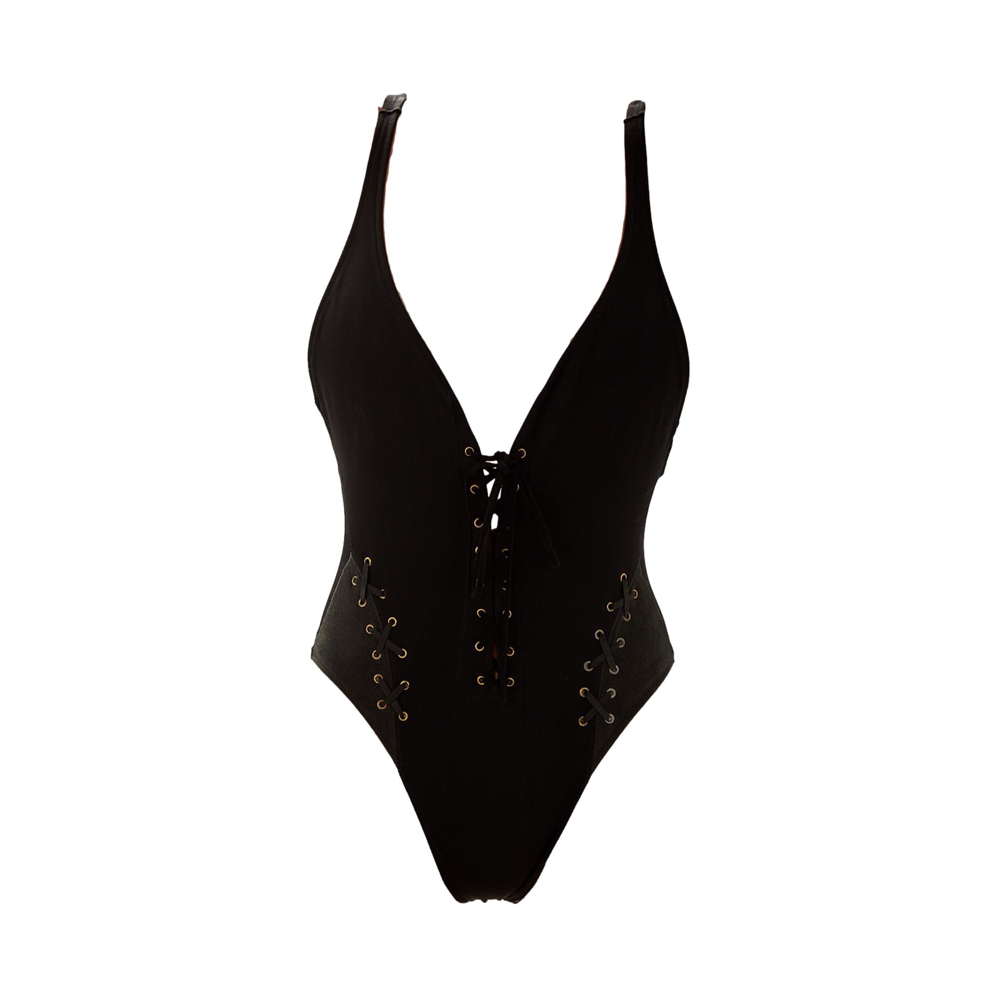 Versace Black Suede Tie One Piece