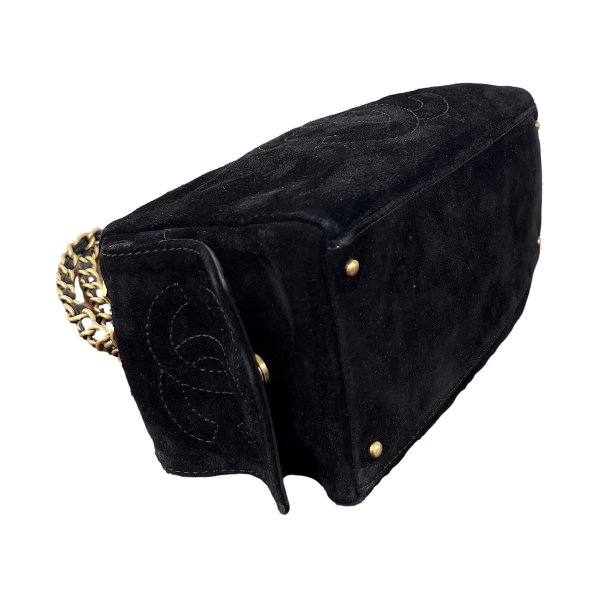 Chanel Black Suede Pocket Shoulder Bag
