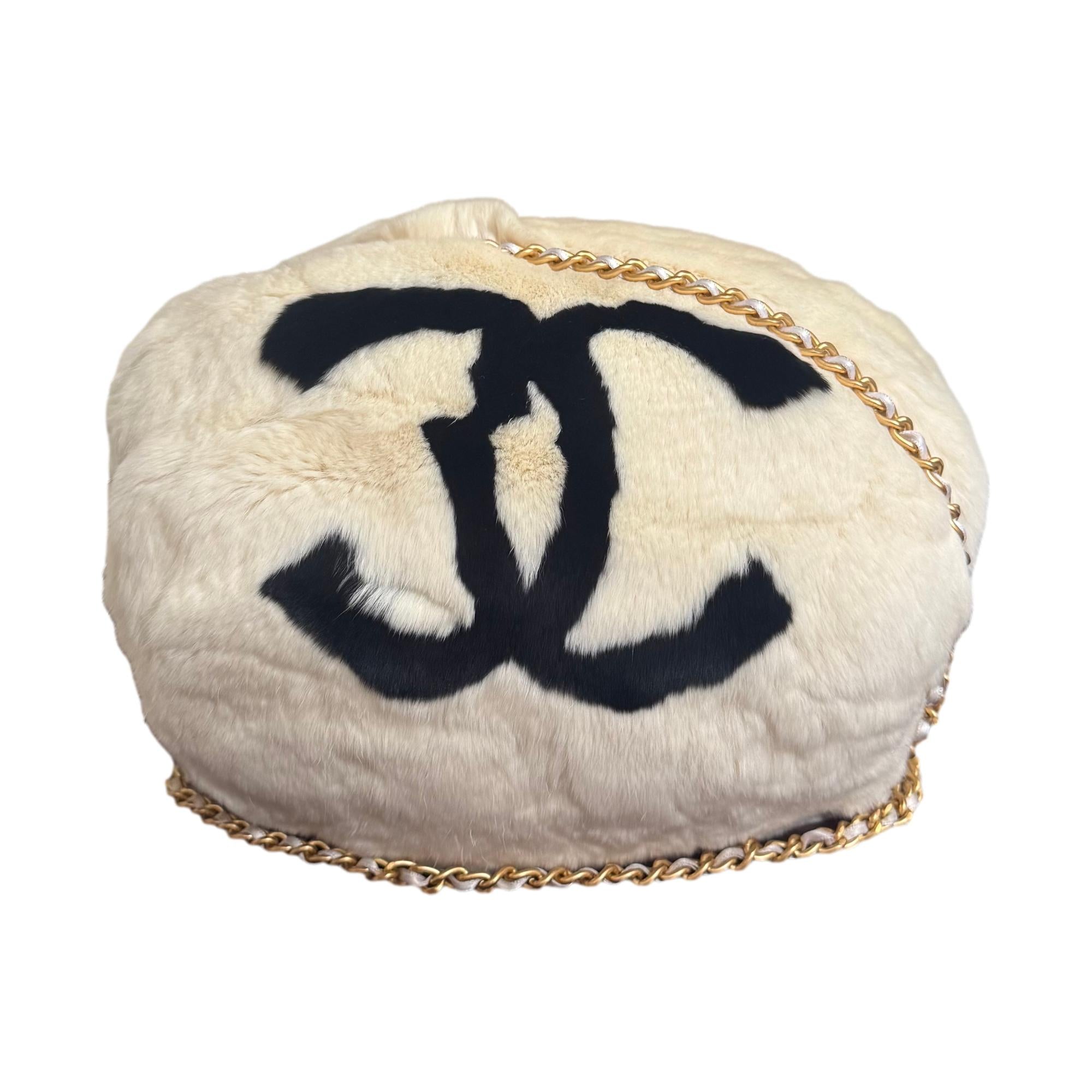 Chanel White Rabbit Fur Muff Bag