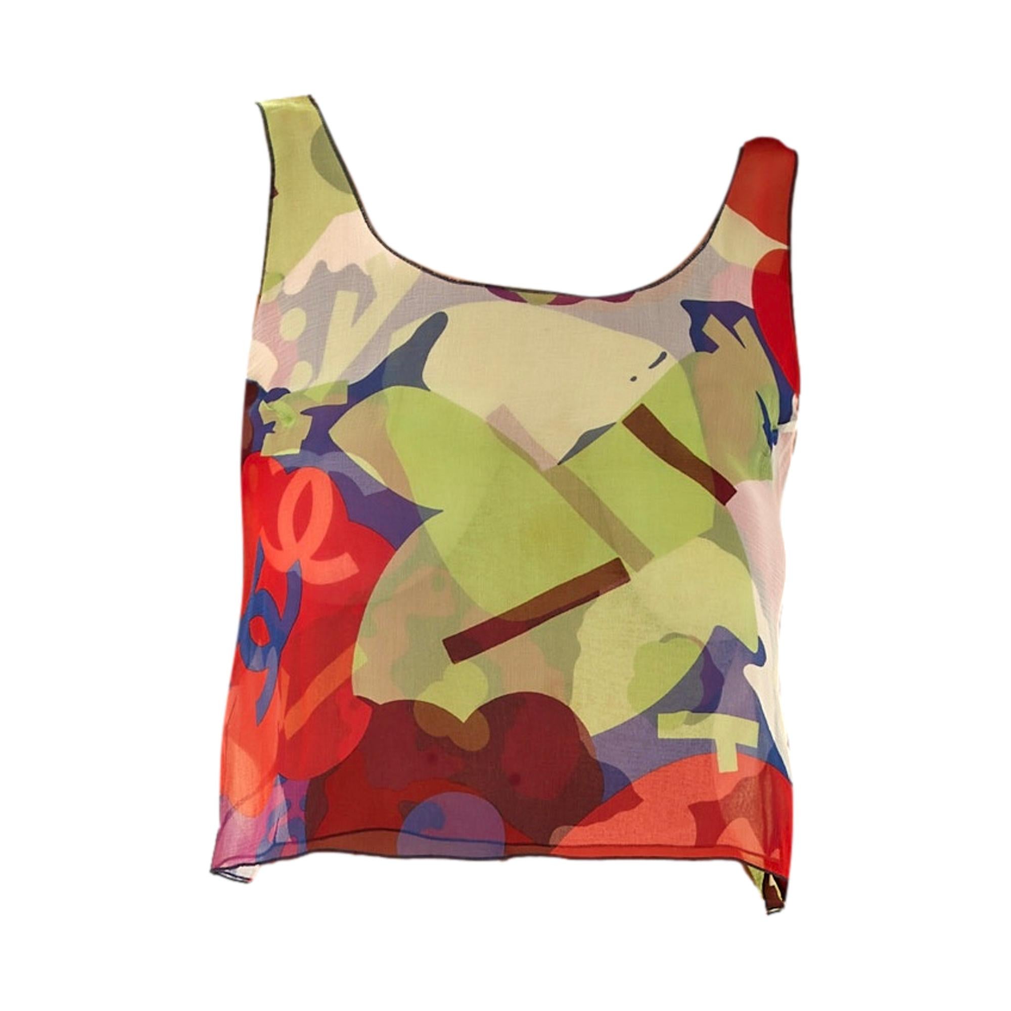 Chanel Silk Abstract Crop Tank