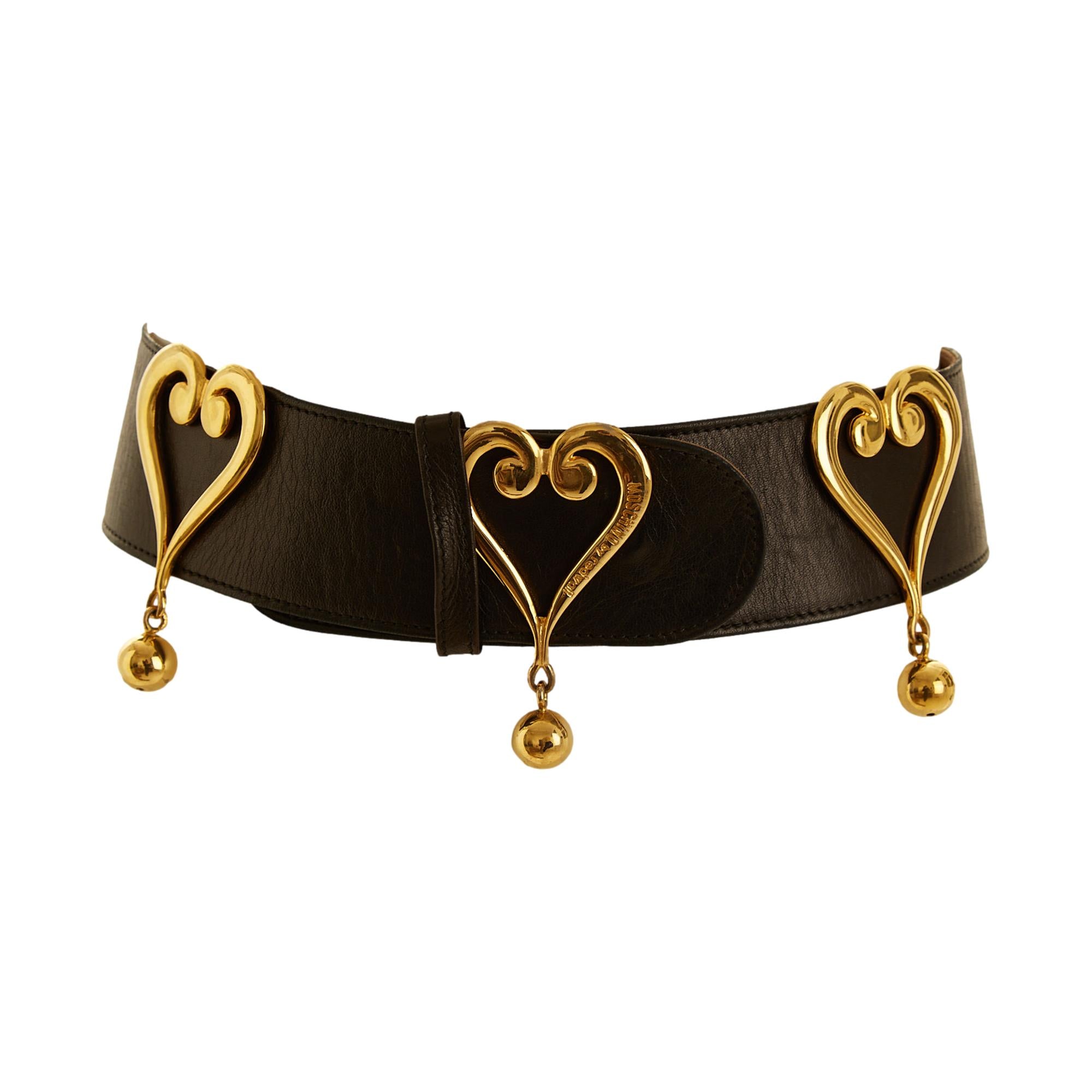 Moschino Black Heart Charm Belt