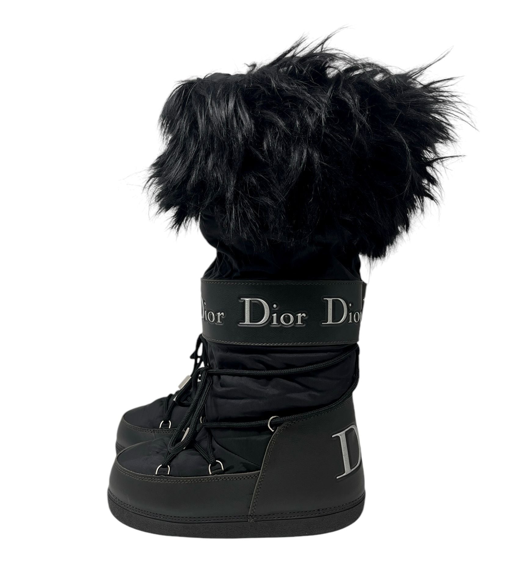 Dior Black Lace-Up Winter Boots