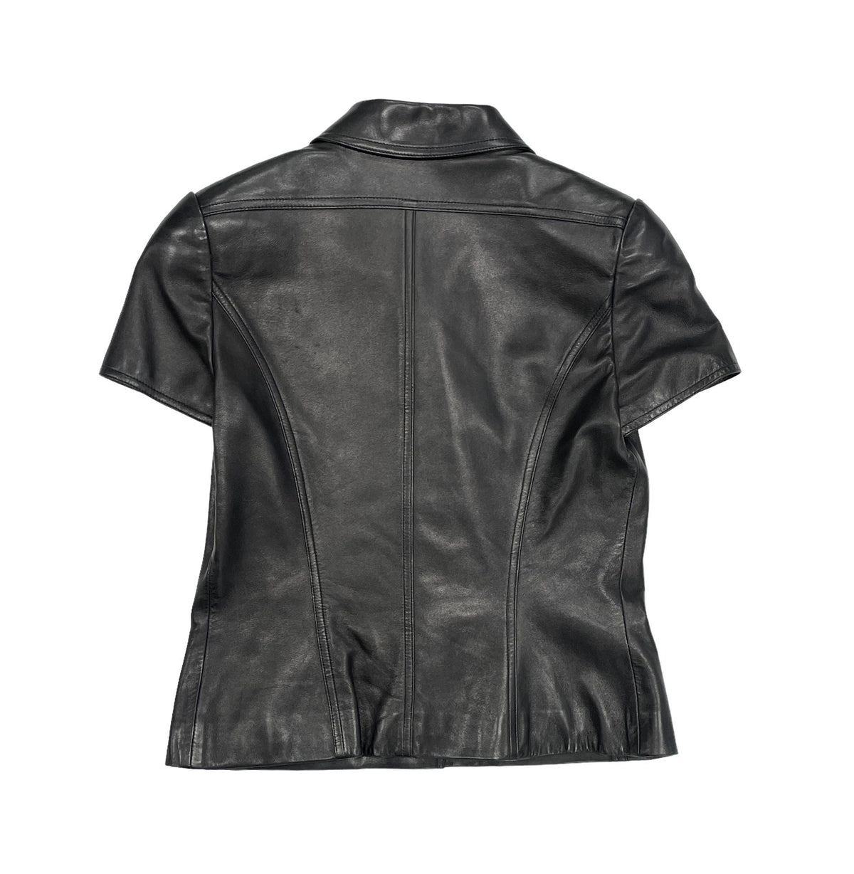 Chanel Black Leather Shirt Jacket