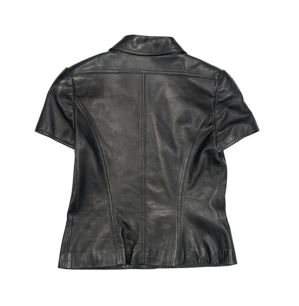 Chanel Black Leather Shirt Jacket