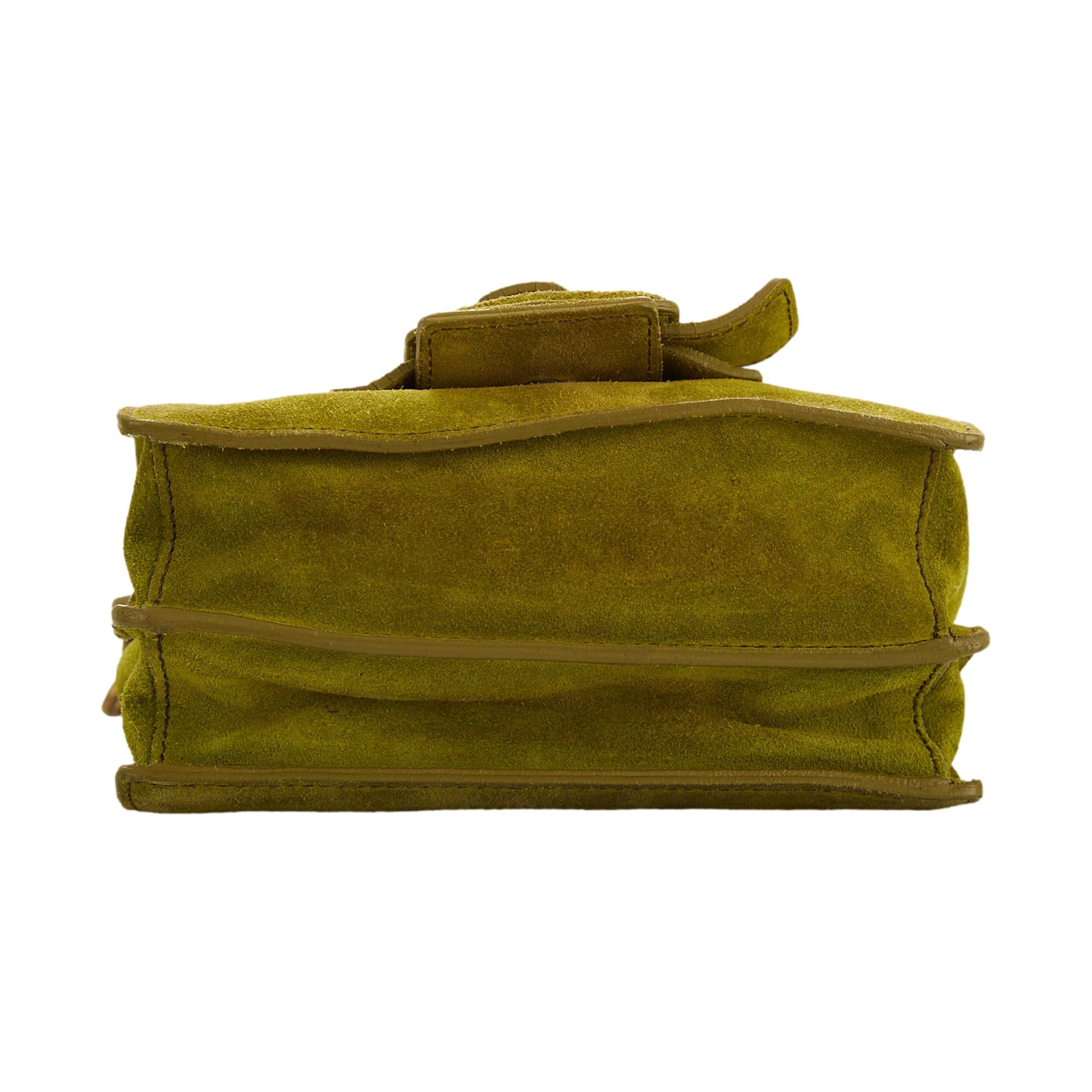 Miu Miu Green Suede Buckle Shoulder Bag