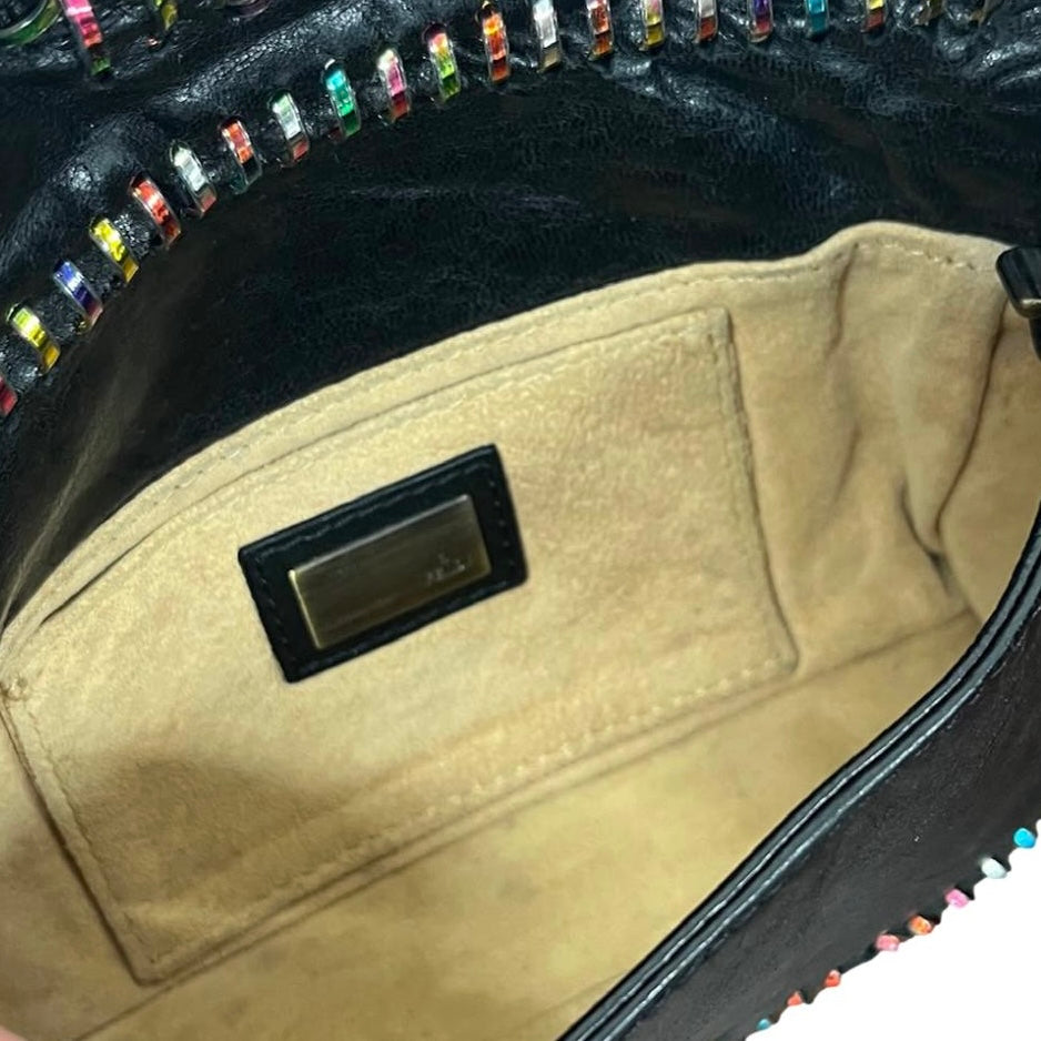 Fendi Black Whipstitch Mini Baguette