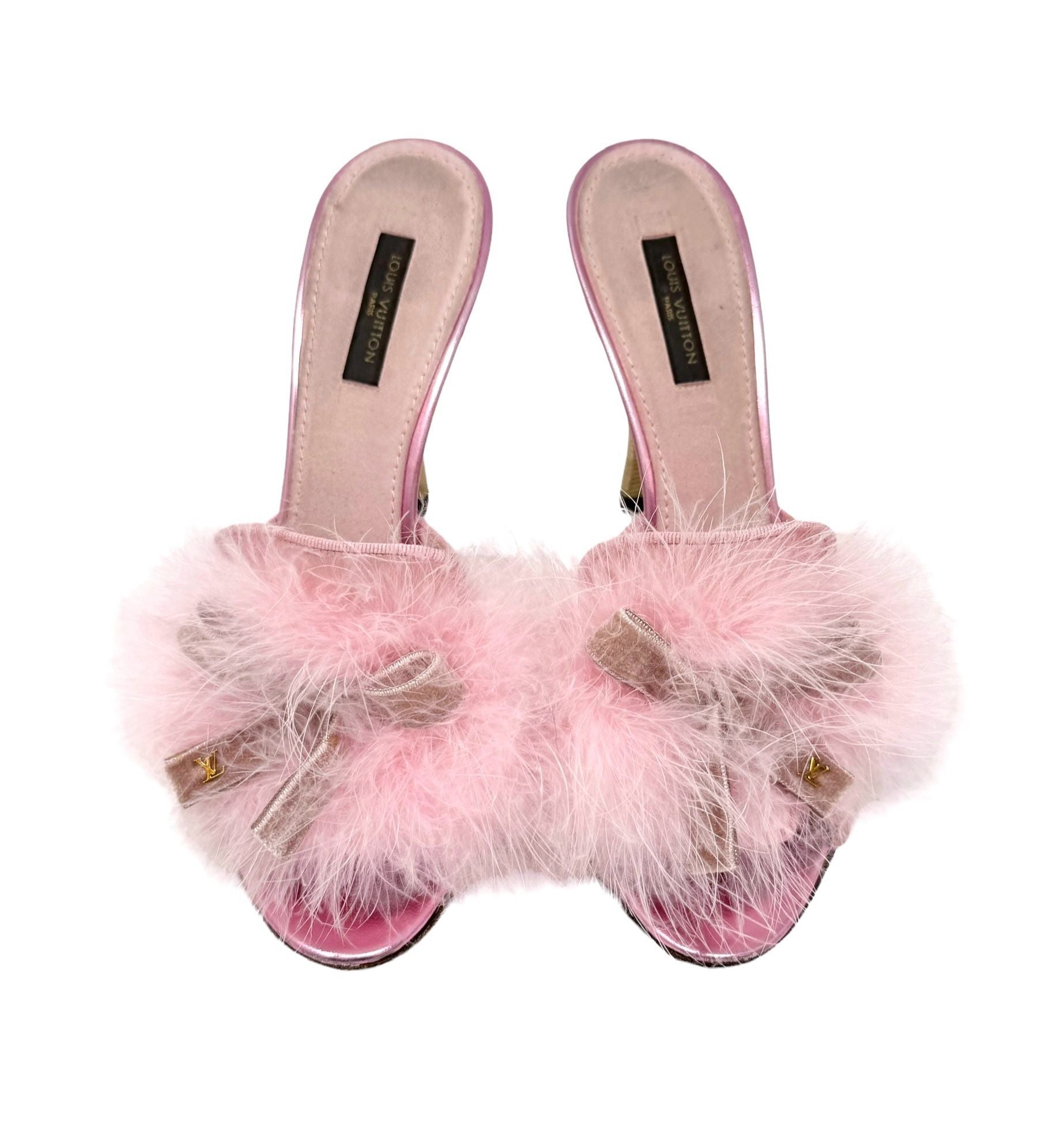 Louis vuitton best sale pink fluffy heels