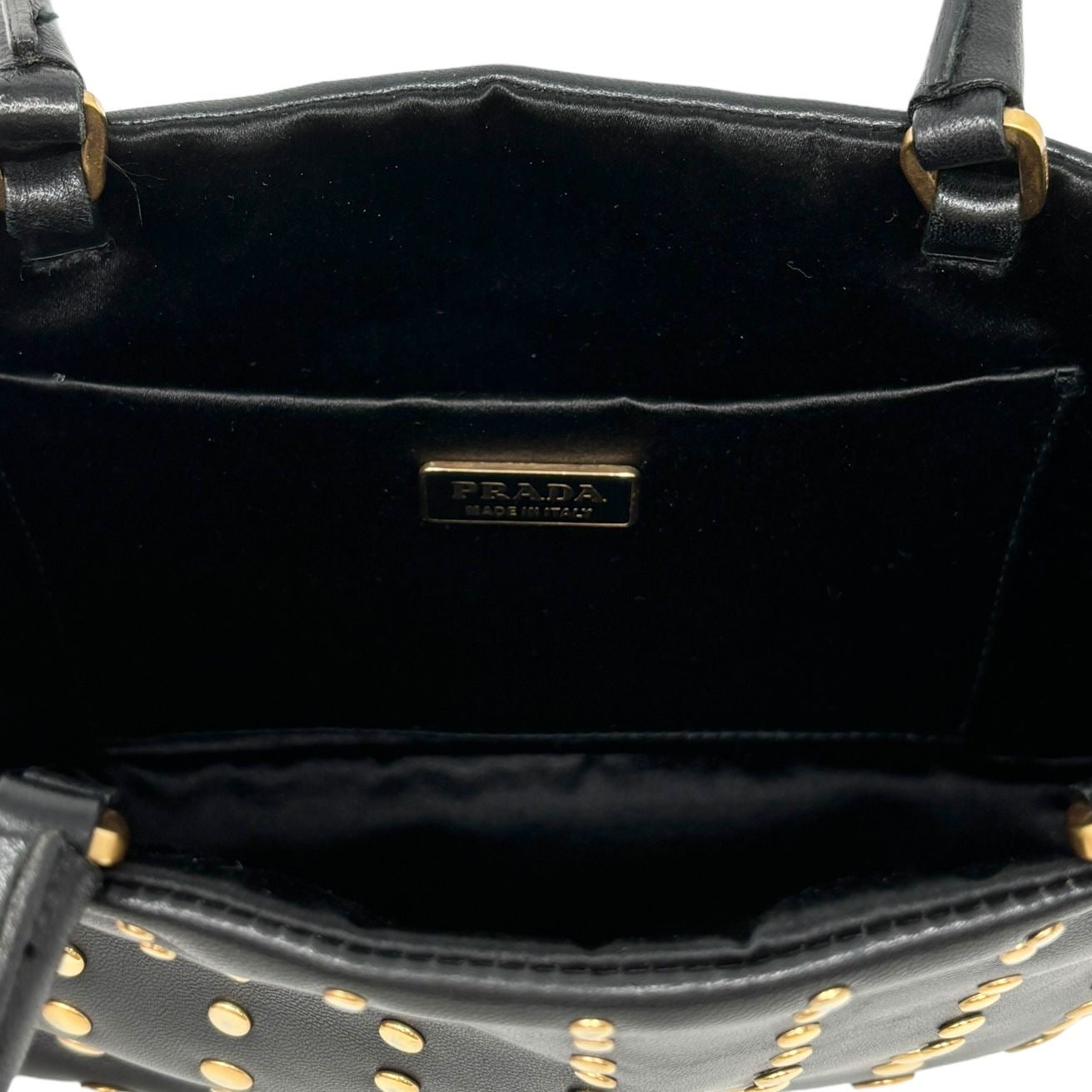 Prada Black Leather Studded Mini Bag