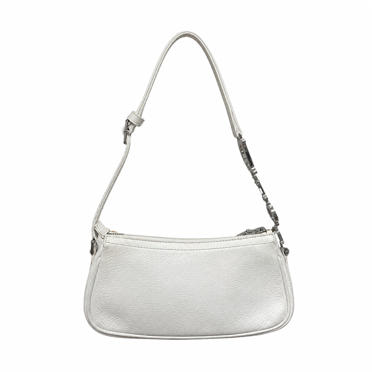 Dior White Leather Logo Shoulder Bag