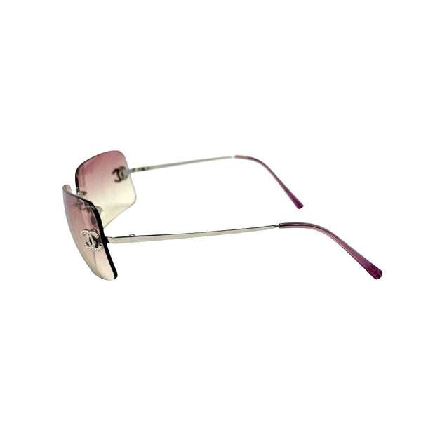 Chanel Pink Rhinestone Rimless Sunglasses