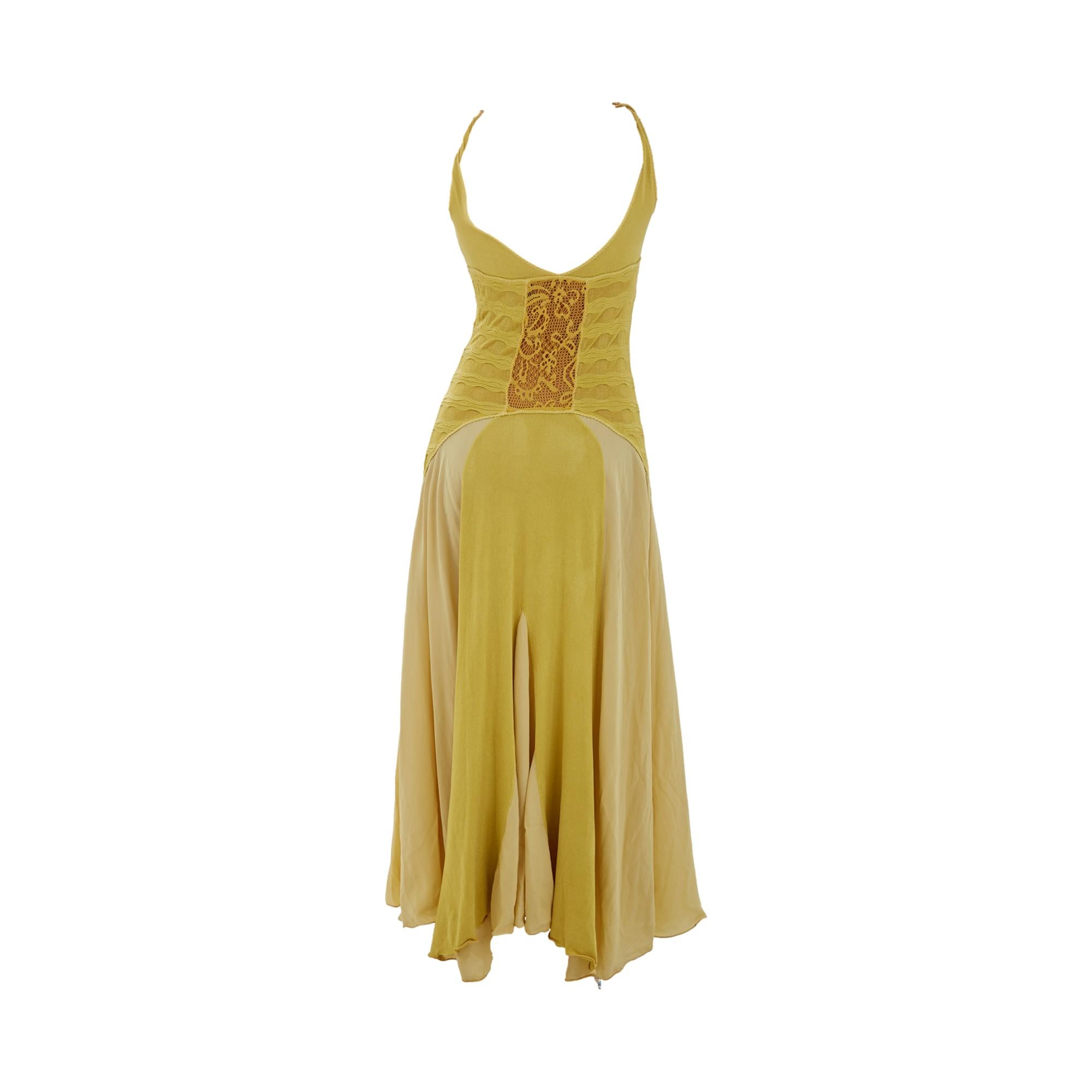 Roberto Cavalli Chartreuse Slip Dress