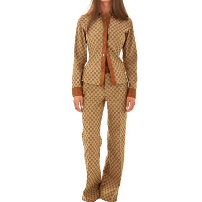 Gucci Brown Logo Pant Set
