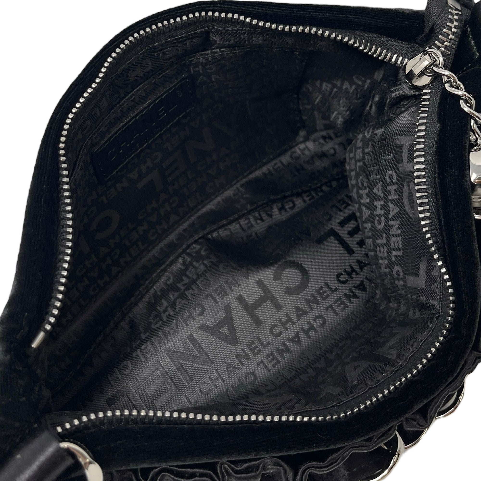 Chanel Black Velvet/Satin Chain Mini Bag