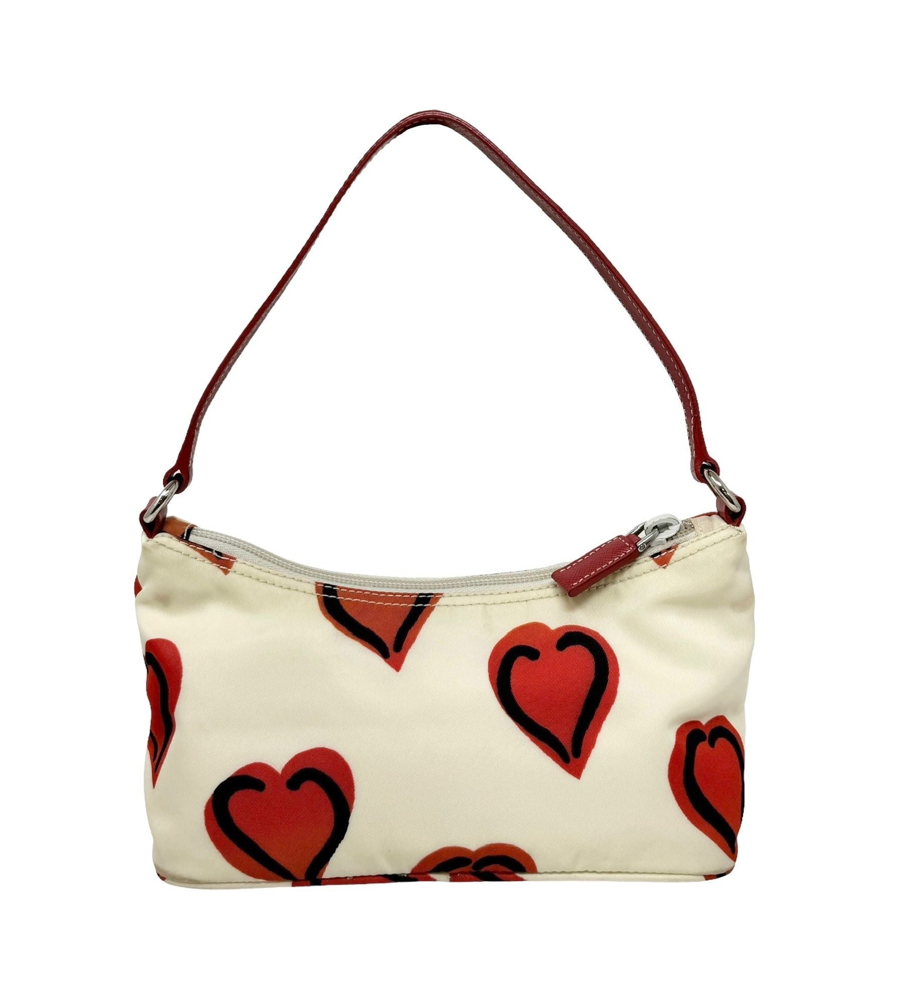 Prada White Heart Nylon Shoulder Bag