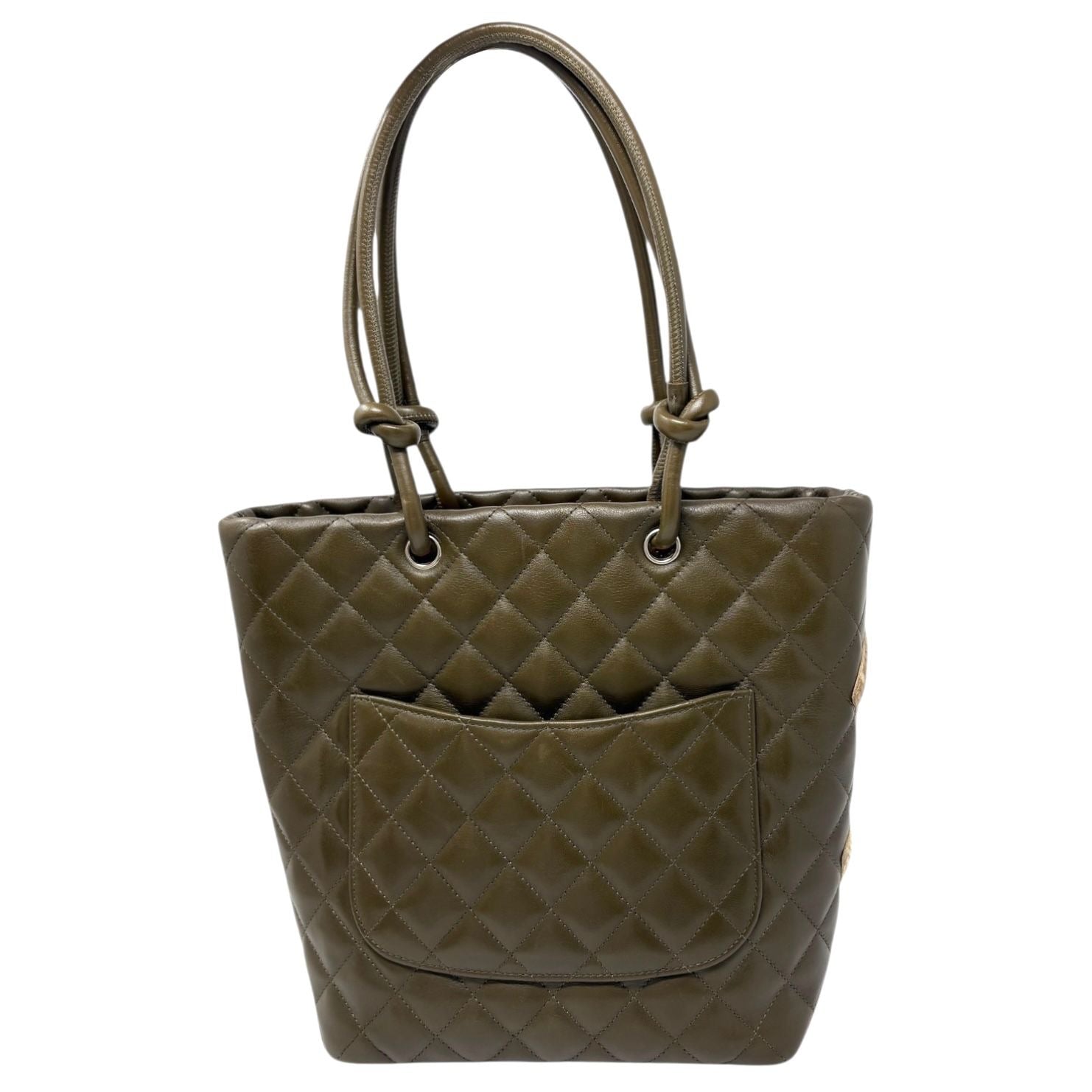 Chanel Olive Lambskin Cambon Tote
