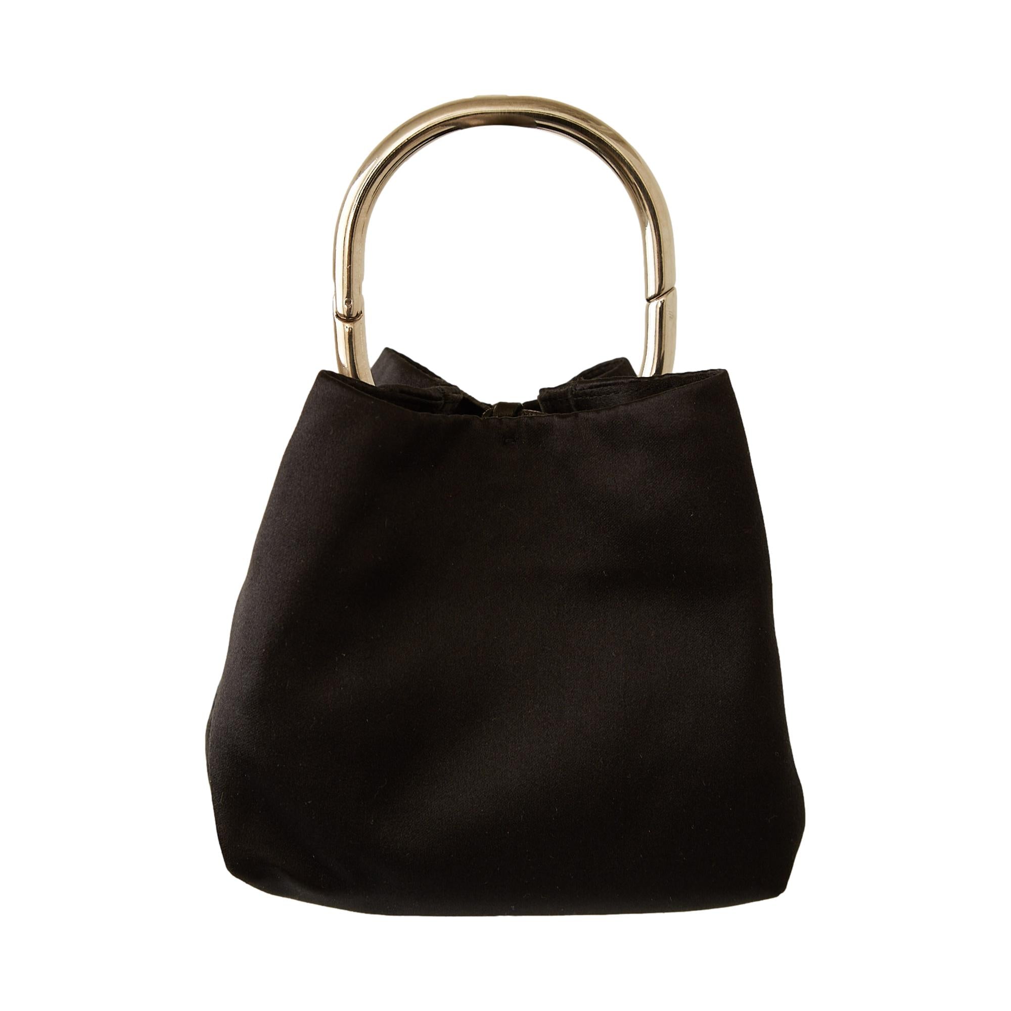 Prada Black Satin Mini Ring Bag