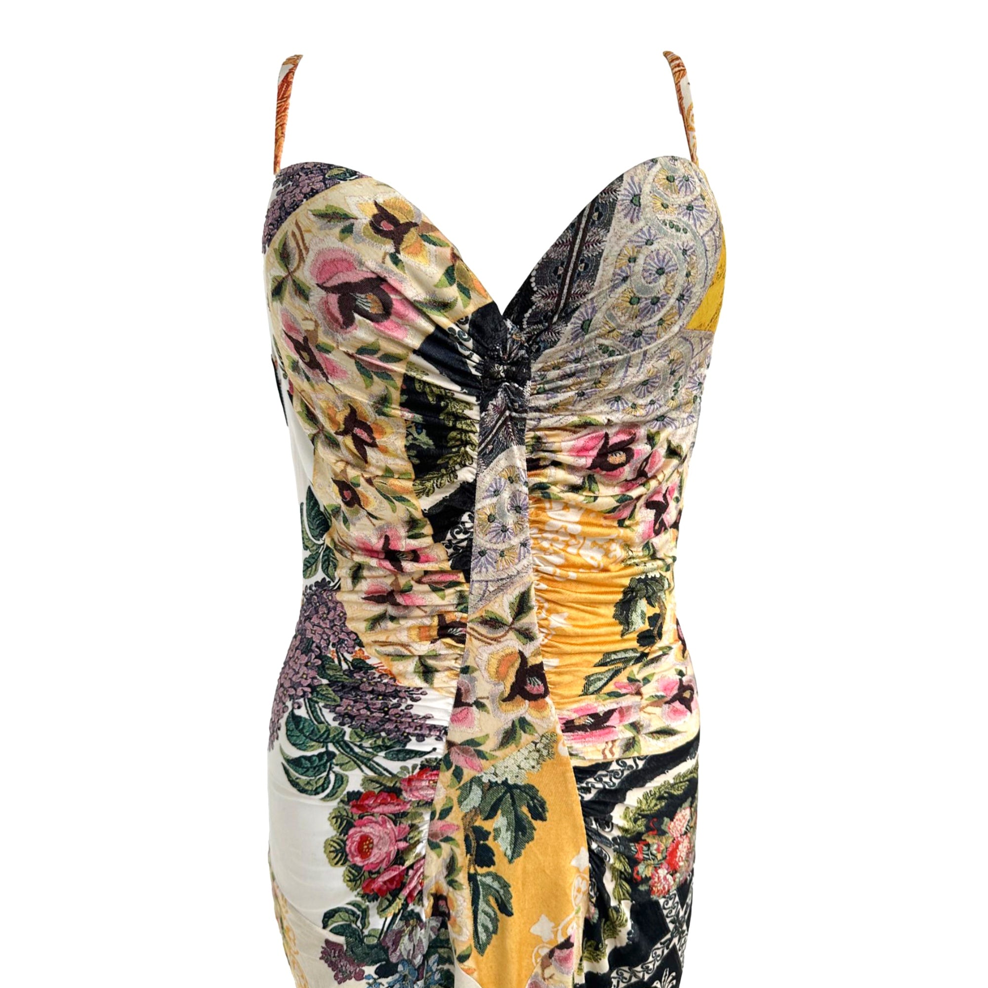 roberto cavalli vintage dress Roberto Cavalli Floral Patchwork Dress – Treasures of NYC