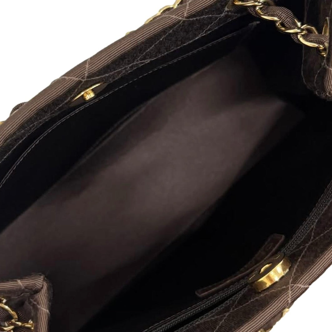 Chanel Brown Grossgrain Chain Shoulder Bag