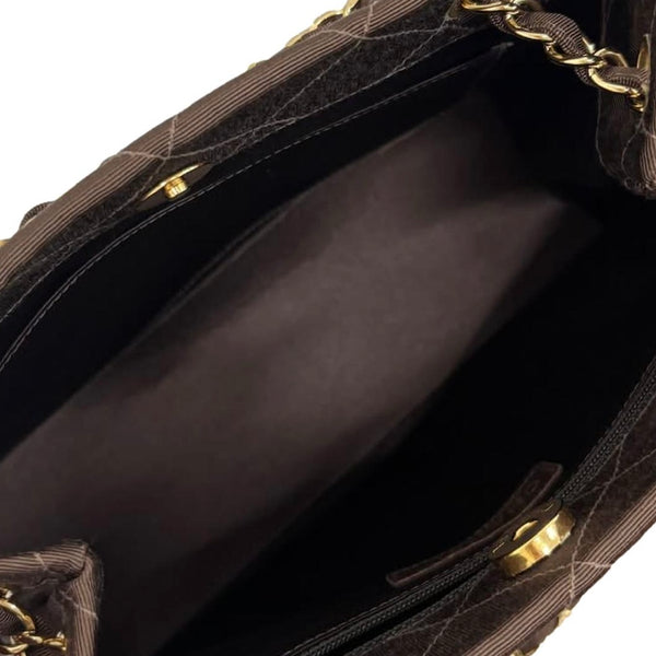 Chanel Brown Grossgrain Chain Shoulder Bag