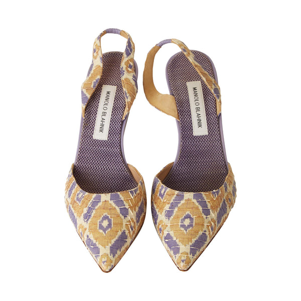 Manolo Blahnik Snakeskin Sling Back Heels