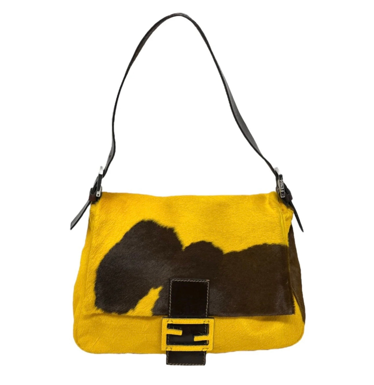 Fendi Yellow Cow Print Mama Baguette