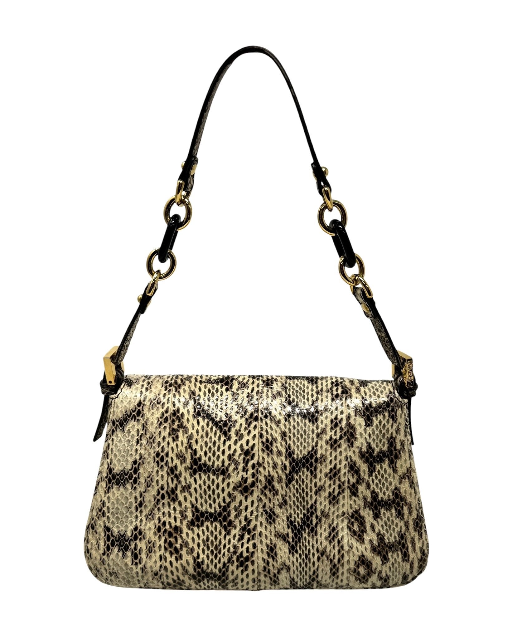 Fendi Grey Snakeskin Mini Mama Baguette Bag