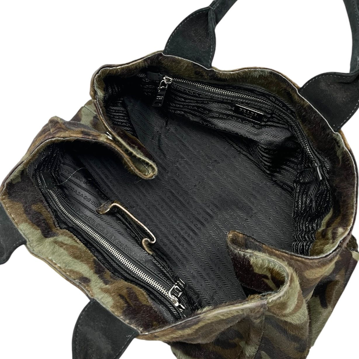 Prada Camo Print Calf Hair Top Handle Bag