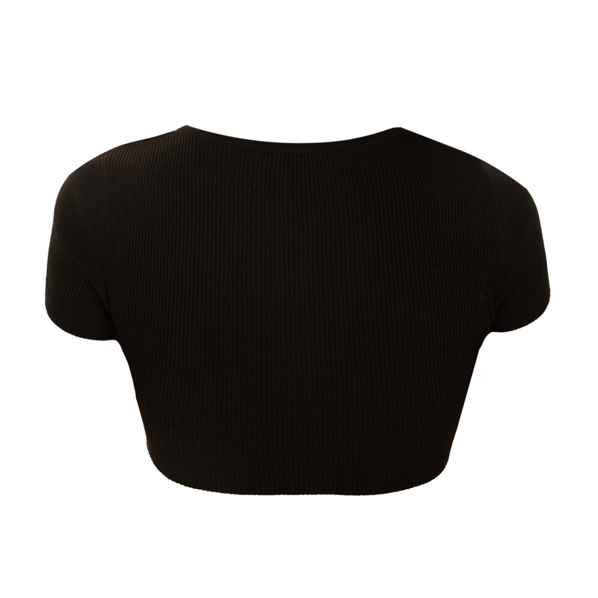 Chanel Black Logo Ribbed Crop Top