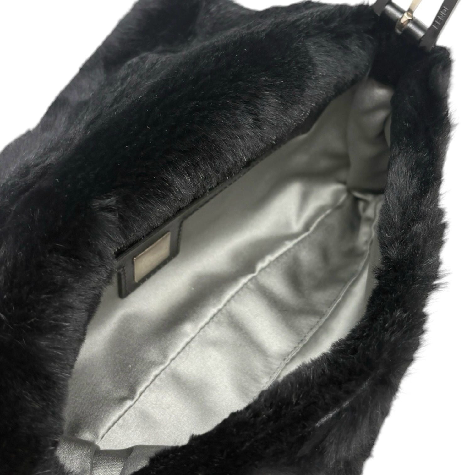 Fendi Black Fur Baguette Bag
