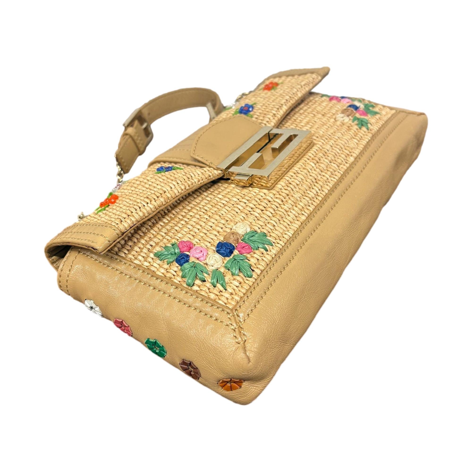 Fendi Beige Woven Chain Baguette