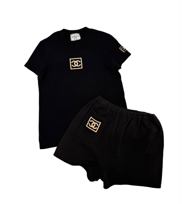 Chanel Black Logo Short Set