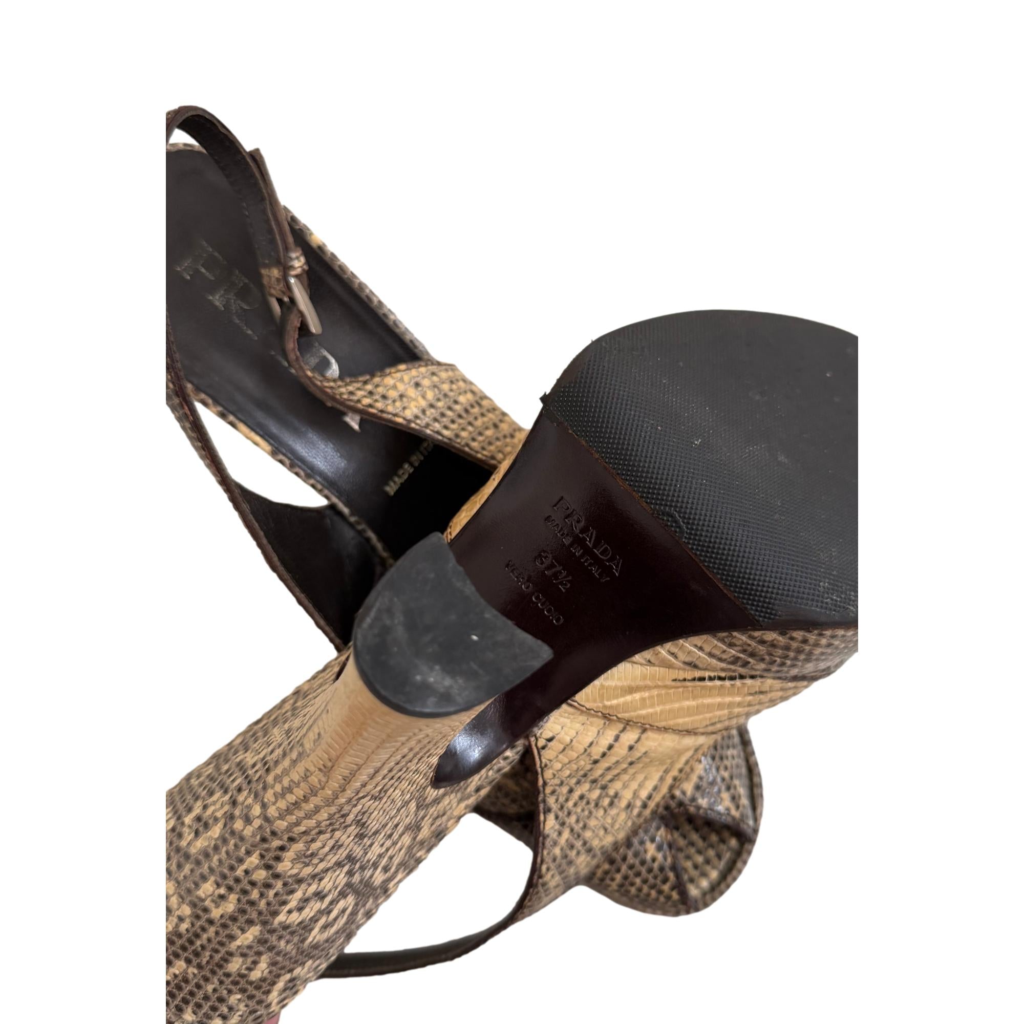 Prada Snake Print Slingback Heels