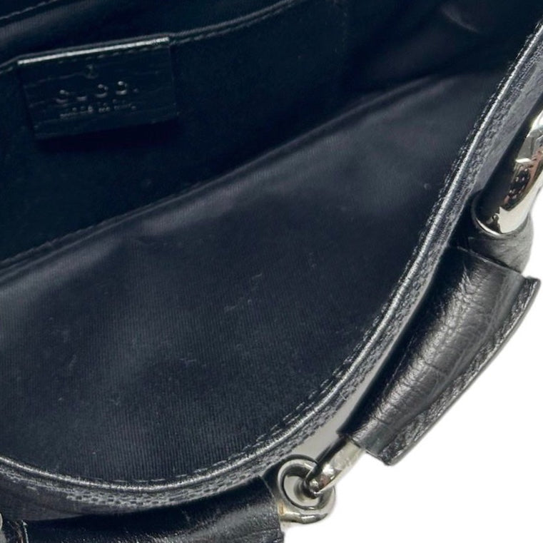 Gucci Black Logo Horsebit Shoulder Bag