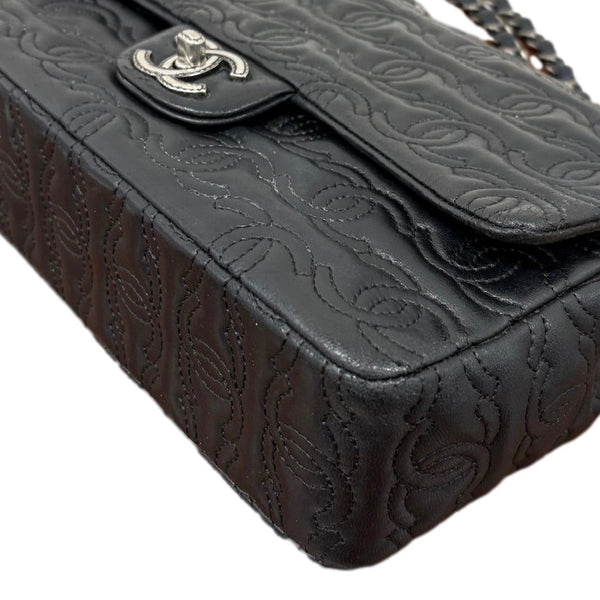 Chanel Black Logo Stitch Flap Bag