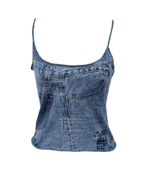 Dior Denim Print CropTank Top