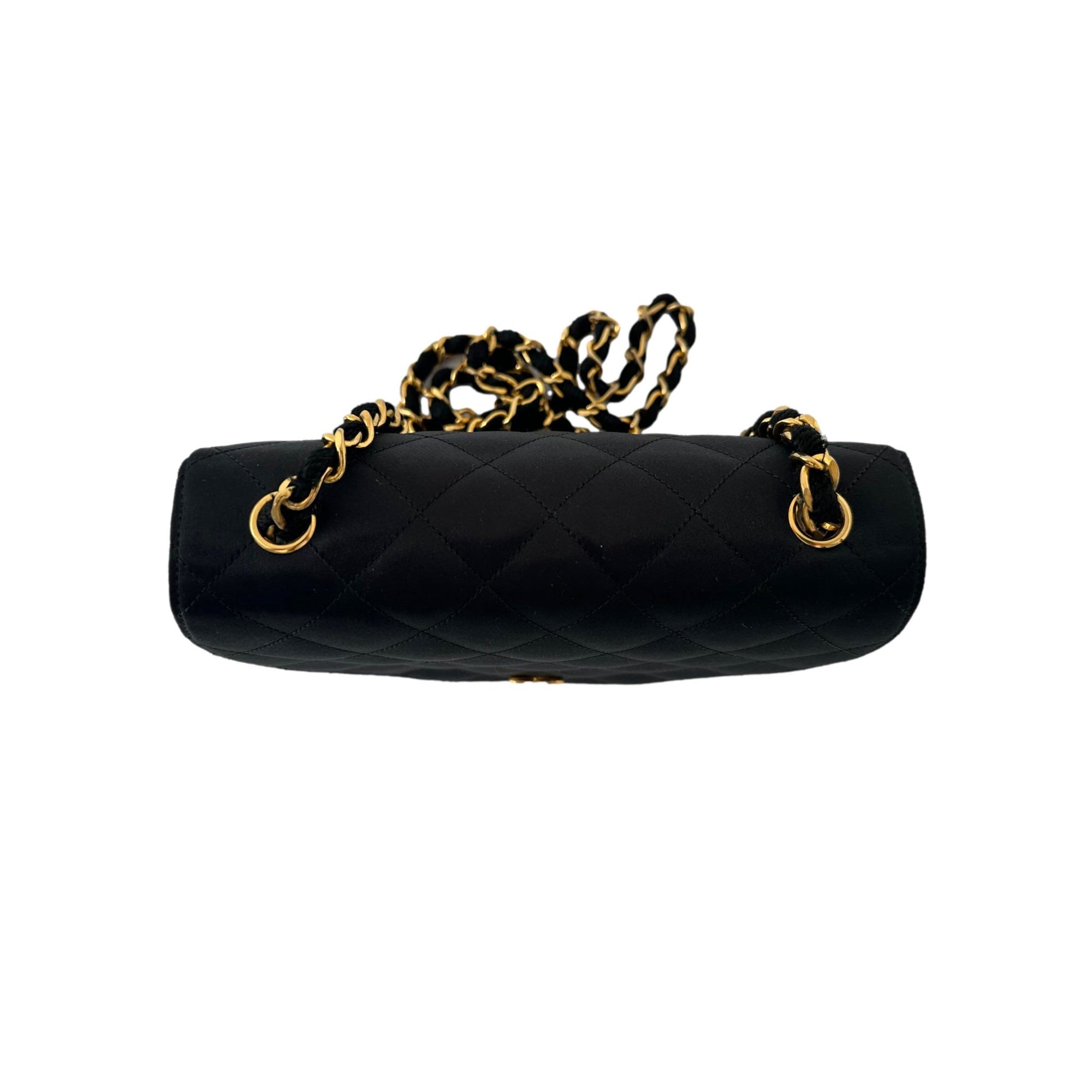 Chanel Black Mini Satin Half-Moon Chain Bag