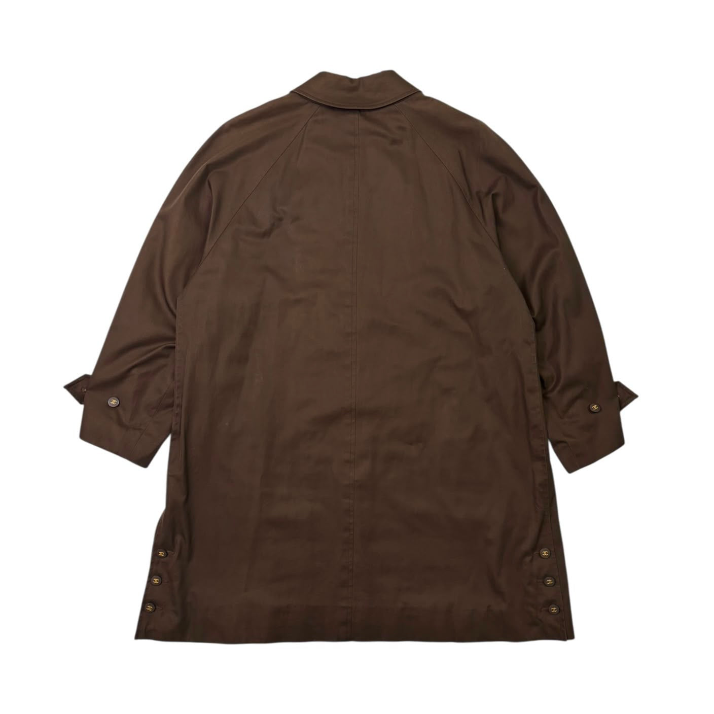 Chanel Brown Logo Button Trench Coat