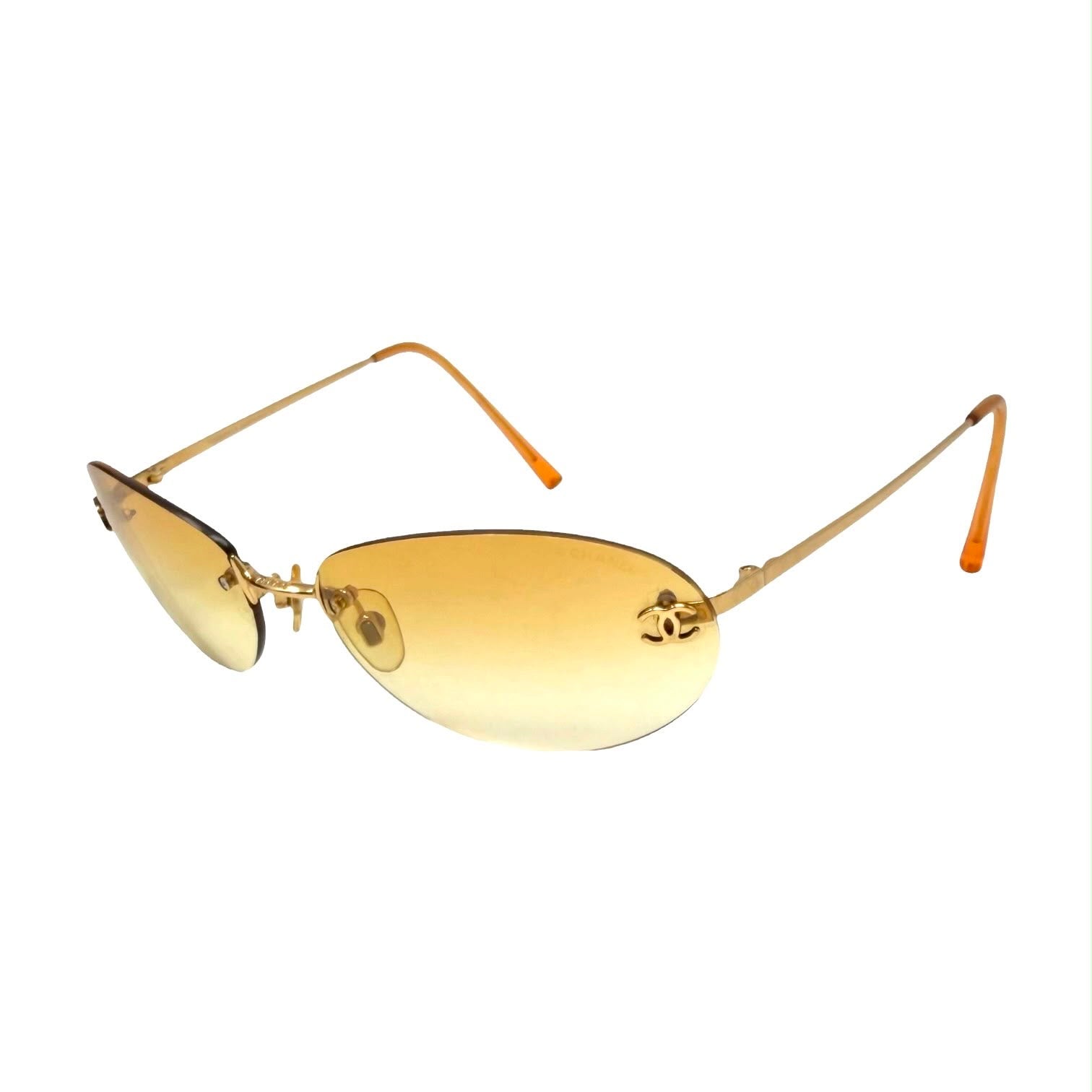 Chanel Orange Mini Rimless Sunglasses