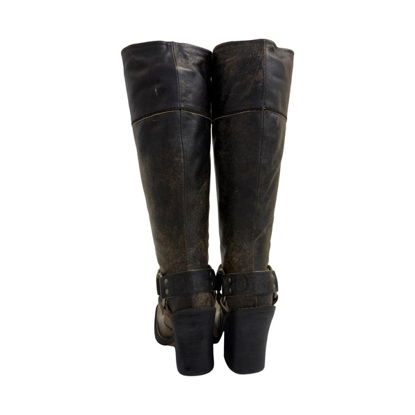 Dior Distressed Knee High Logo Boots